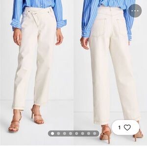 Future Collective Women's Wide Leg Trousers Jeans Crème Beige New high rise